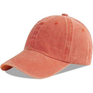 Unisex Washed-orange Baseball Cap Cotton Fits Washed Denim Adjustable Hat